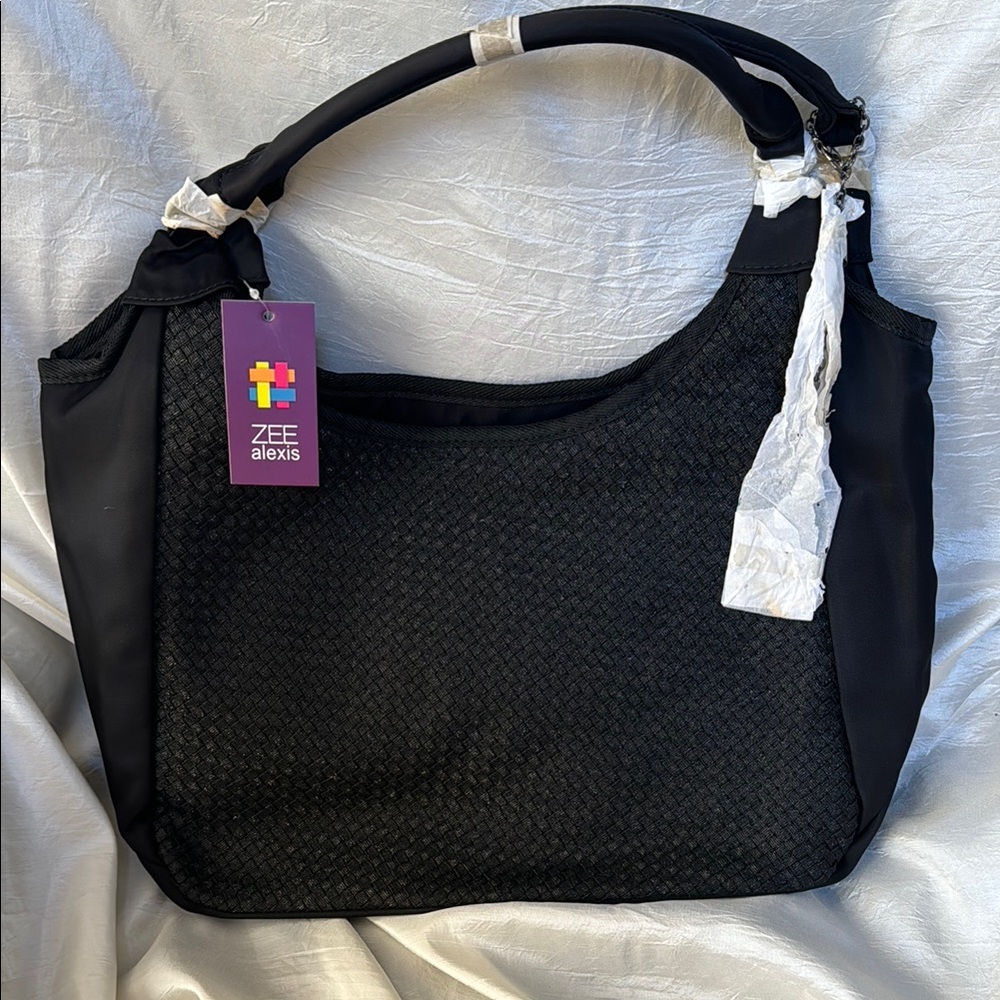 Zee Alexis Black Woven Handbag
